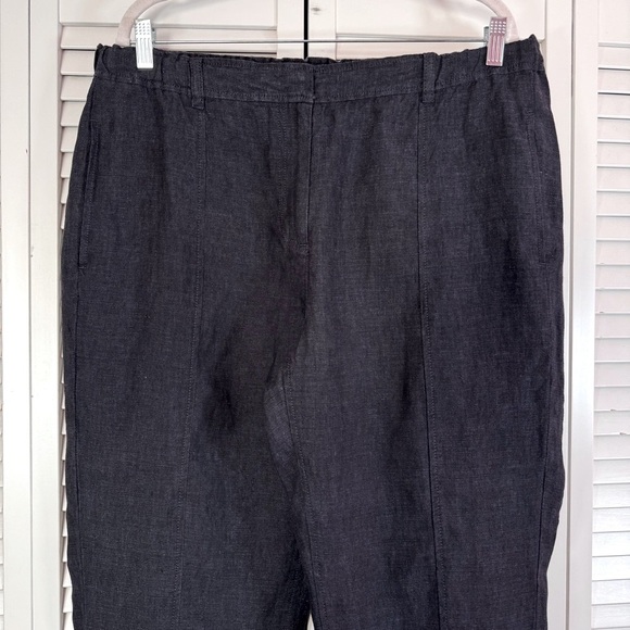 Eileen Fisher Organic Linen Button Cuffs Pants Charcoal/Navy Size Large - Picture 5 of 8